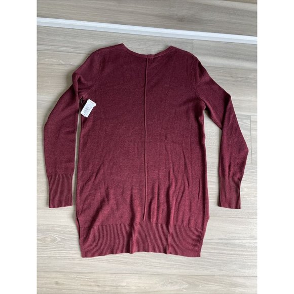 Old Navy womens V Neck‎ tunic sweater knit top Maroon Red Heather size XS NEW - Picture 8 of 10